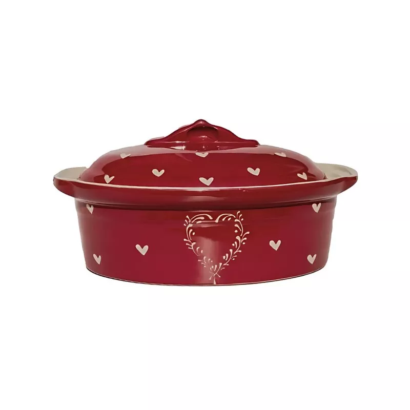 Terrine à Baeckeoffe N°5 de 42 cm Rouge Coeur - Poterie Alsacienne Siegfried