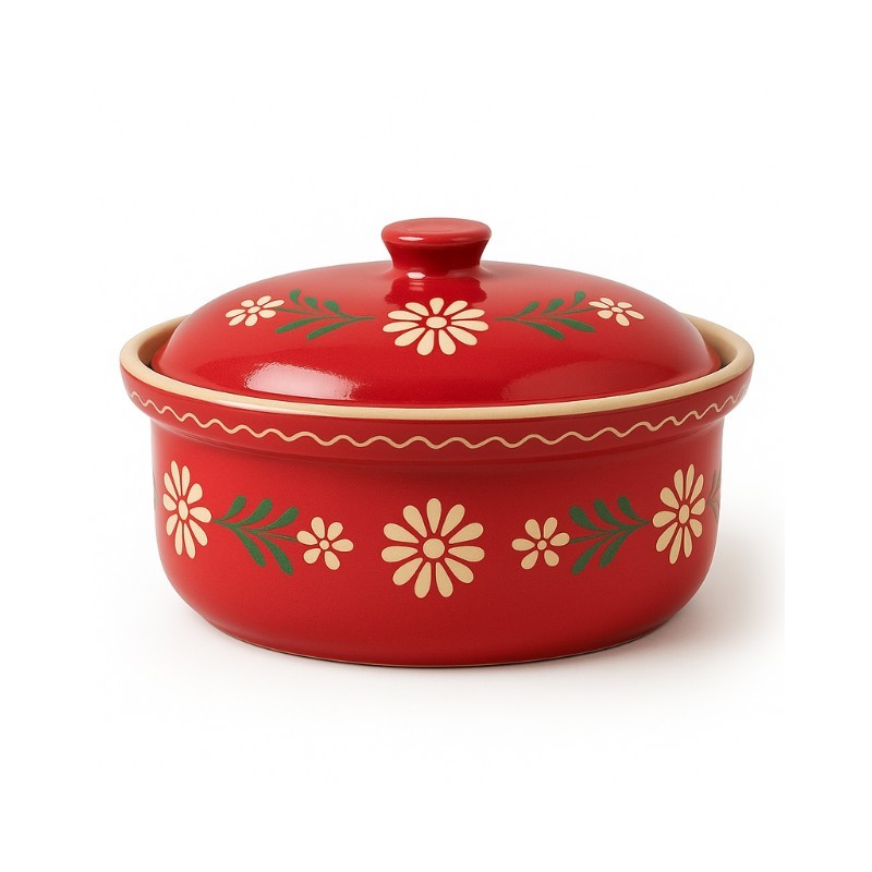 Terrine Ronde N°2 de 24 cm Rouge Marguerite 
