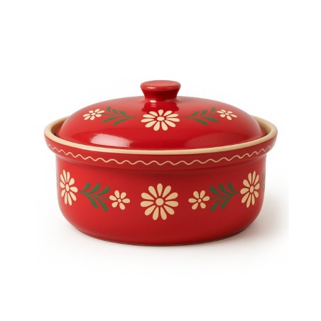 Terrine Ronde N°2 de 24 cm Rouge Marguerite 