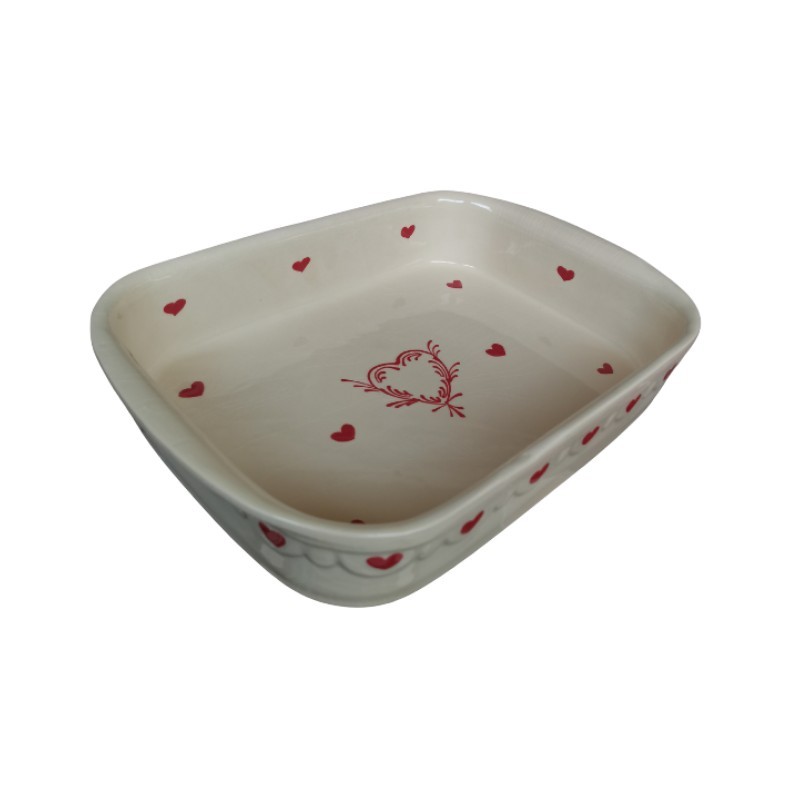 Plat à Lasagne N°4 de 35.5 x 24 cm Nature Coeur Rouge 