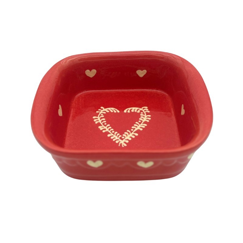 Plat Carré N°1 de 18.5 x 16 cm Rouge Coeur 