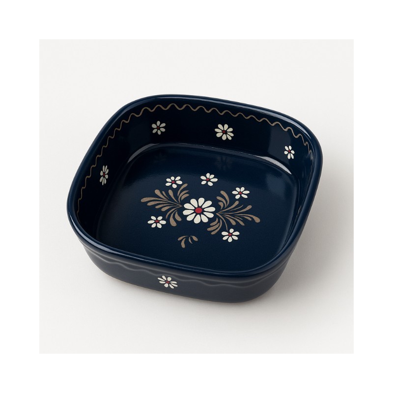 Plat Carré N°3 de 27 x 24 cm  Bleu Marguerite 