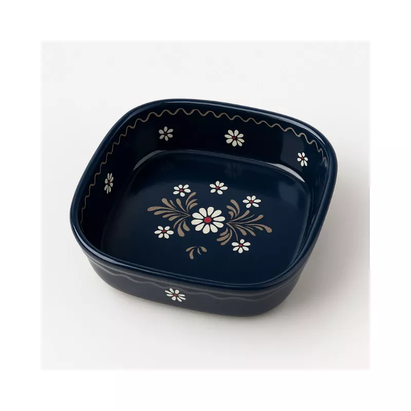 Plat Carré N°3 de 27 x 24 cm  Bleu Marguerite 