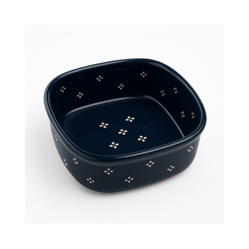 Plat Carré N°3 de 27 x 24 cm  Bleu 4 Points  