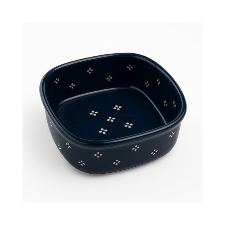 Plat Carré N°3 de 27 x 24 cm  Bleu 4 Points  