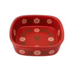 Plat Carré N°3 de 27 x 24 cm  Rouge Marguerite 