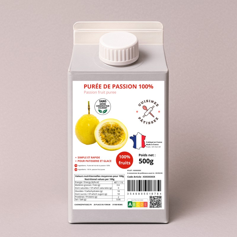 Purée de fruit de la passion 100% fruits 500g | CuisinezPâtissez