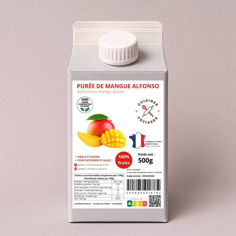 Purée de mangue 100% fruits 500g | CuisinezPâtissez