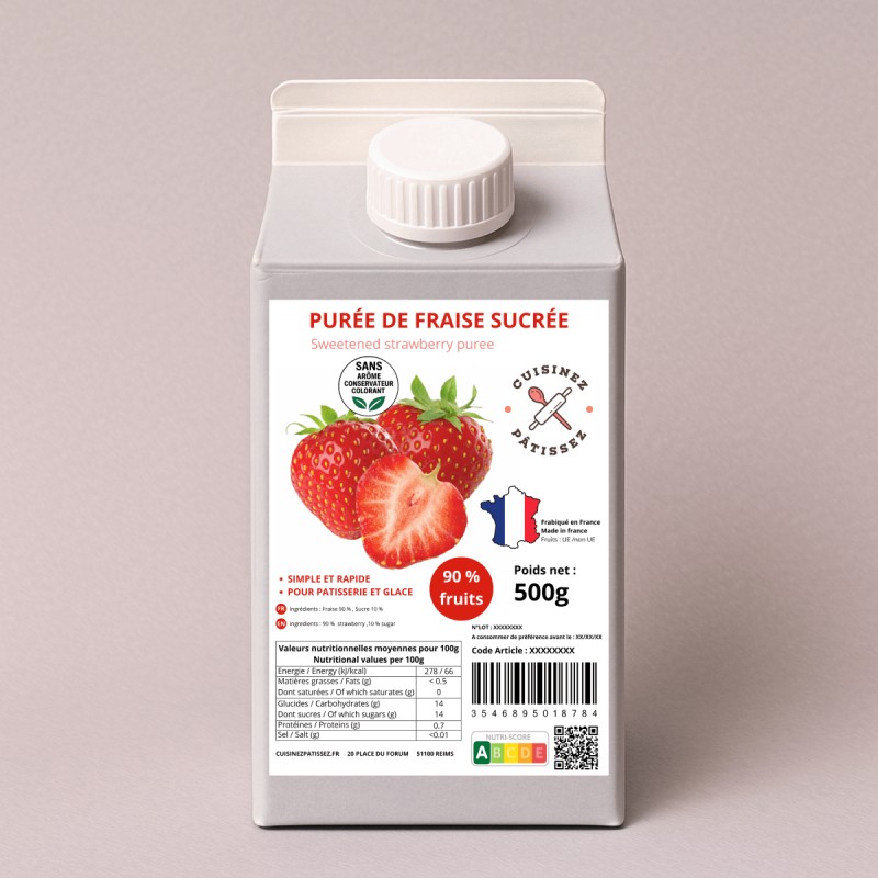 Purée de fraise sucrée 500g | CuisinezPâtissez