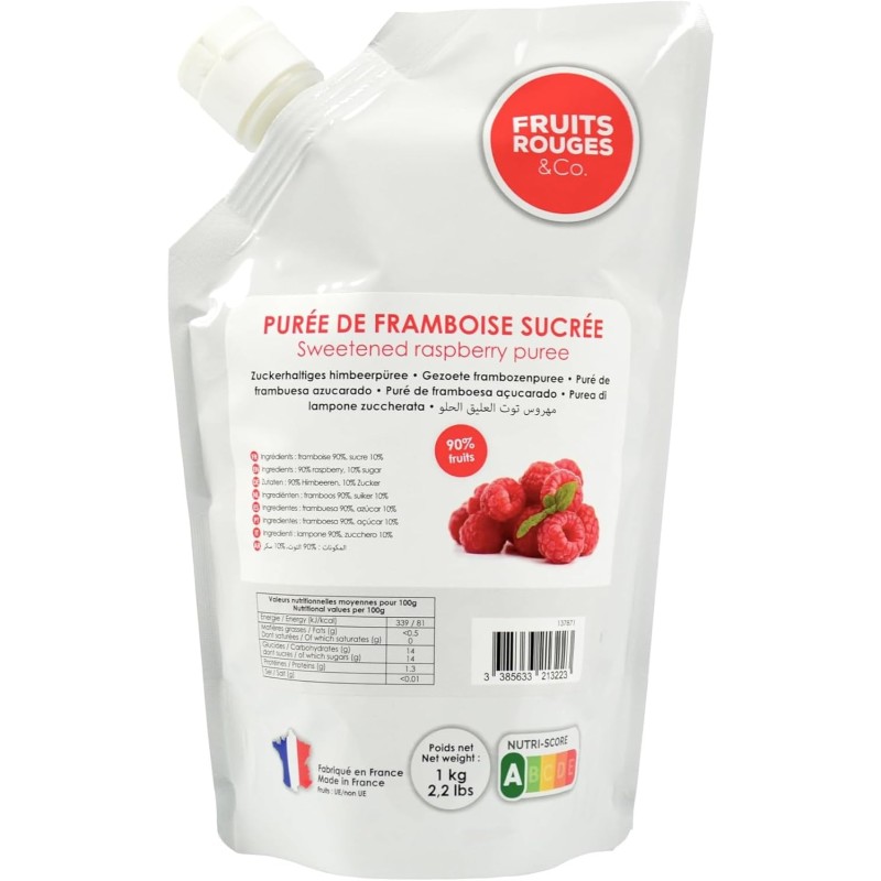 Purée de framboise 100% fruit aseptique 1kg | CuisinezPâtissez
