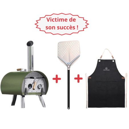 Pack Four à bois Marcel Kaki + Pelle à pizza perforée + Tablier denim – Louis Tellier Victime de son succès