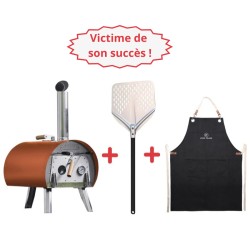 Pack Four à bois Marcel Orange + Pelle à pizza perforée + Tablier denim – Louis Tellier Victime de son succès