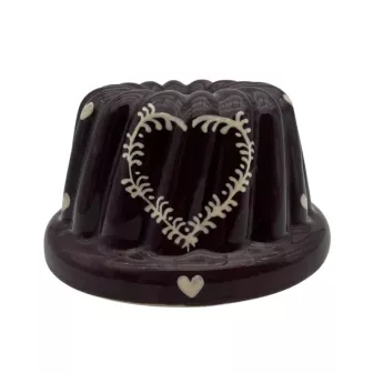 Moule kouglof 20 cm terre cuite aubergine motif cœur