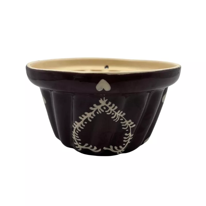 Moule kouglof 20 cm terre cuite aubergine motif cœur