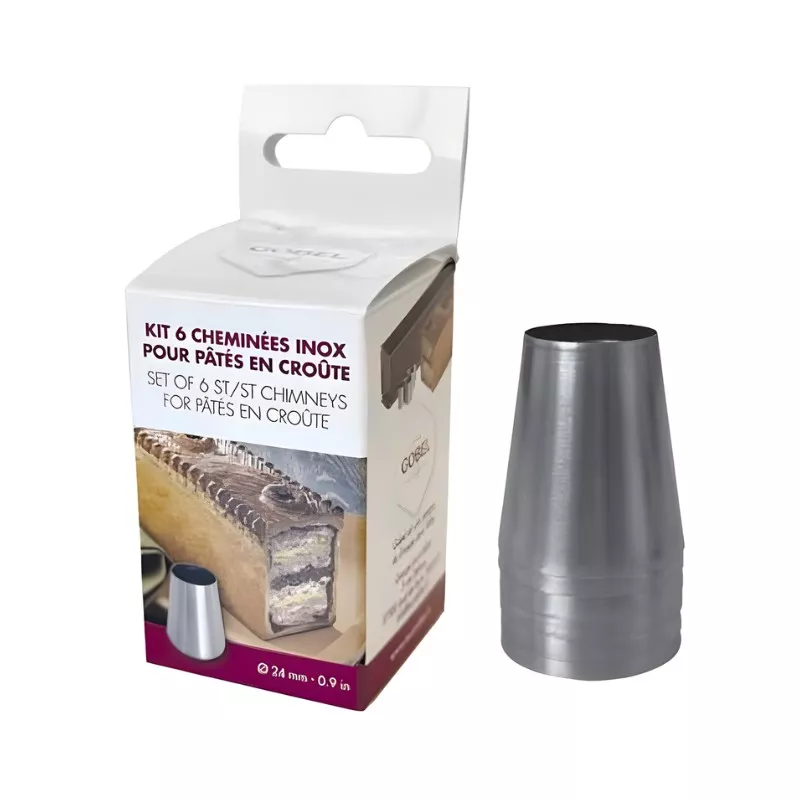 Cheminée inox pour pâté en croûte avec emballage du kit 6 pièces