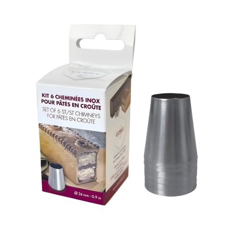 Cheminée inox pour pâté en croûte avec emballage du kit 6 pièces