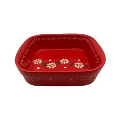 Plat Carré N°3 de 27 x 24 cm  Rouge Marguerite