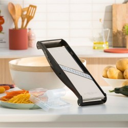 Mandoline inox Compact-PRO Basalte – 2 peignes effileurs 4 & 10 mm | CuisinezPâtissez