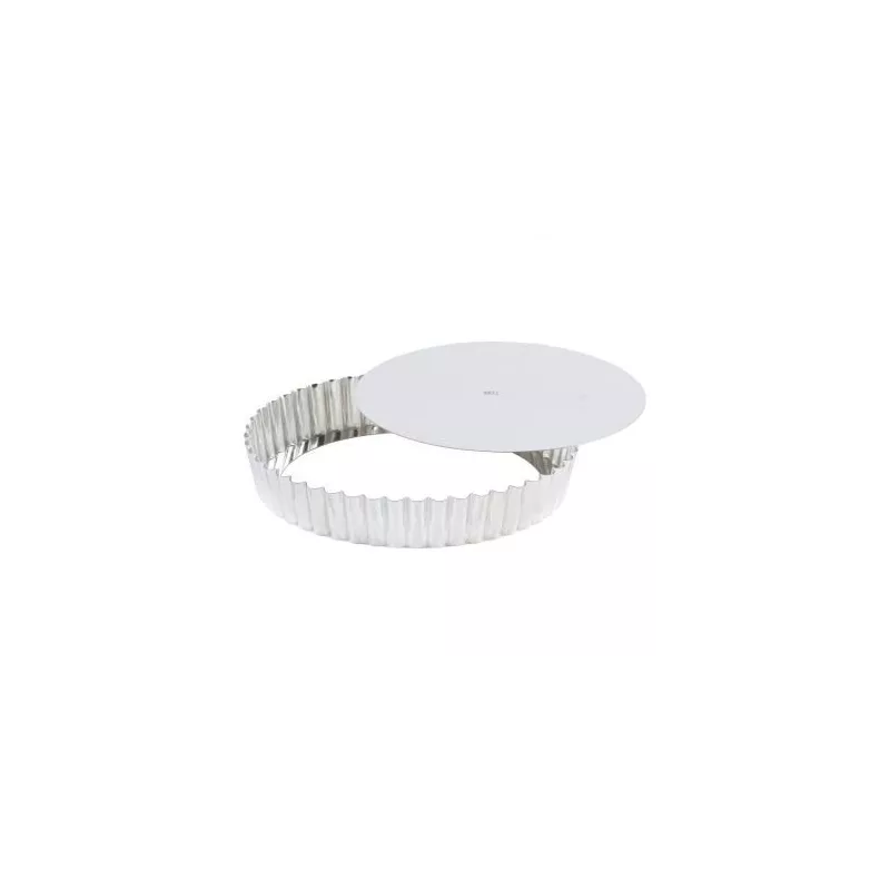 Moule à tarte cannelé 28 cm fer blanc fond mobile