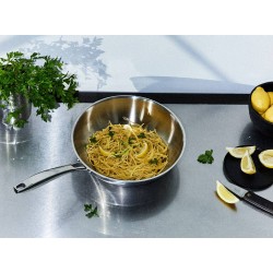 wok inox 30 cm tous feux induction cuisson professionnelle pâtes et légumes