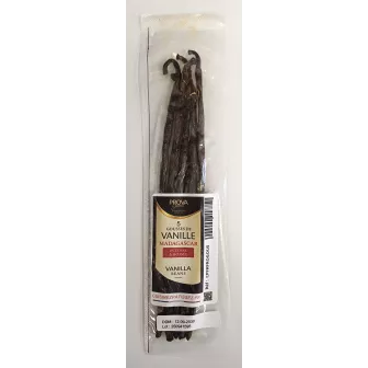 paquet de 5 gousses de vanille Bourbon Madagascar, arôme intense et boisé, naturel