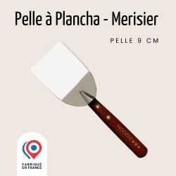 pelle de cuisine en bois de merisier de 9 cm avec spatule pratique pour plancha, fabriquée en France