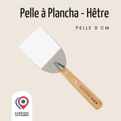 pelle de cuisine en bois de hêtre de 9 cm pour plancha, résistante et pratique pour retourner les aliments.
