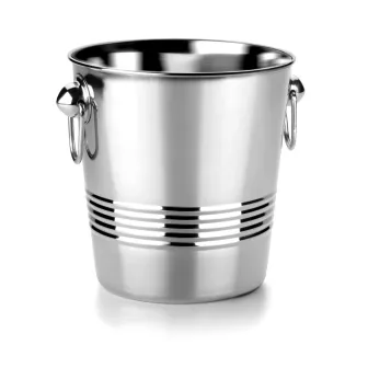 seau à champagne en inox de 4 litres avec poignées, design élégant pour rafraîchir les bouteilles