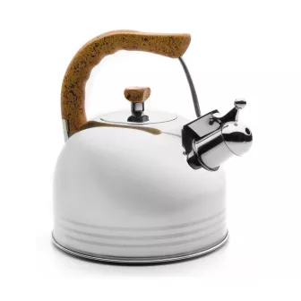 bouilloire sifflante en inox 2,5 L avec manche isolant, chauffage rapide et sécurité intégrée