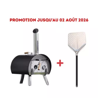 Pack Four à bois Marcel Noir + Pelle à pizza perforée – Louis Tellier