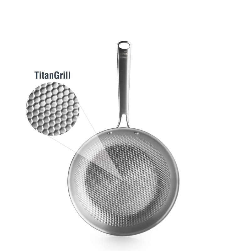 Poêle titanium 20 cm avec surface alvéolée TitanGrill pour une cuisson homogène et antiadhésive