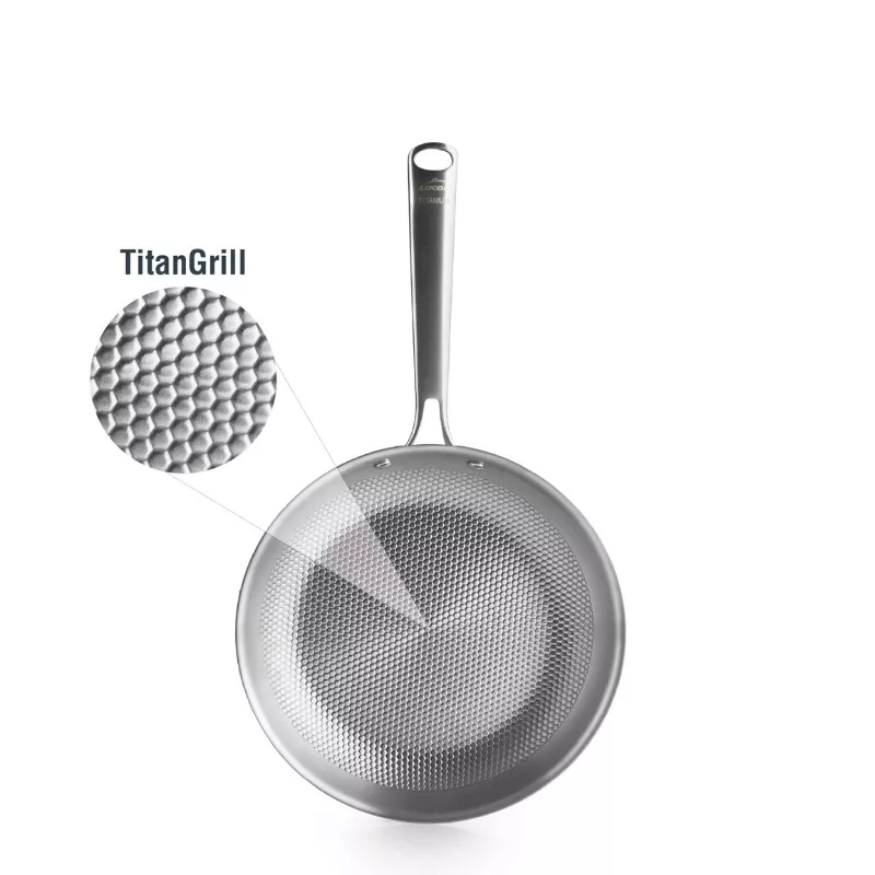 Poêle titanium 20 cm avec surface alvéolée TitanGrill pour une cuisson homogène et antiadhésive