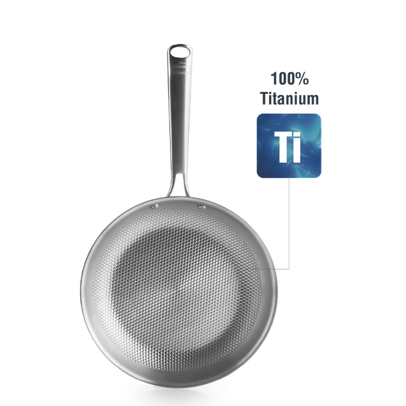 Poêle titanium 20 cm avec revêtement en titane 100 % et surface alvéolée antiadhésive