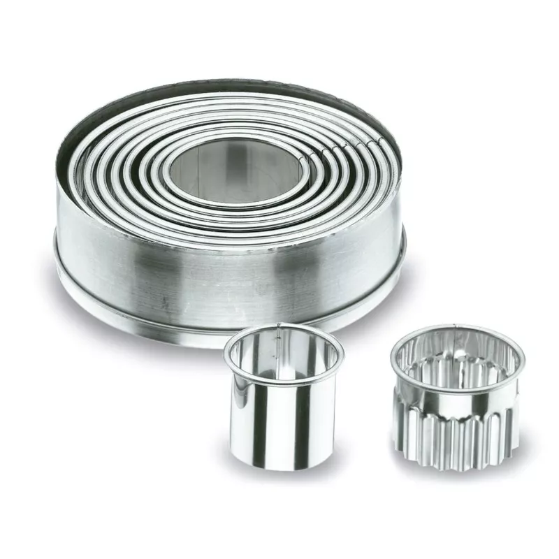 Jeu de 9 emporte-pièces ronds unis en inox