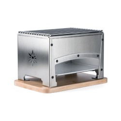 Barbecue braséro de table en inox avec foyer 1 côté fermé pour cuisson extérieure