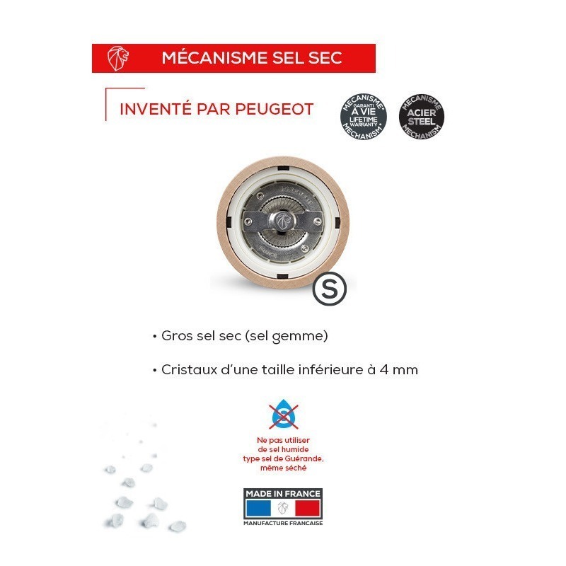 Moulin à sel manuel en bois u'Select laqué blanc 12 cm