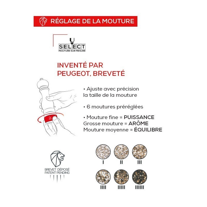 Moulin à sel manuel en bois u'Select laqué blanc 12 cm