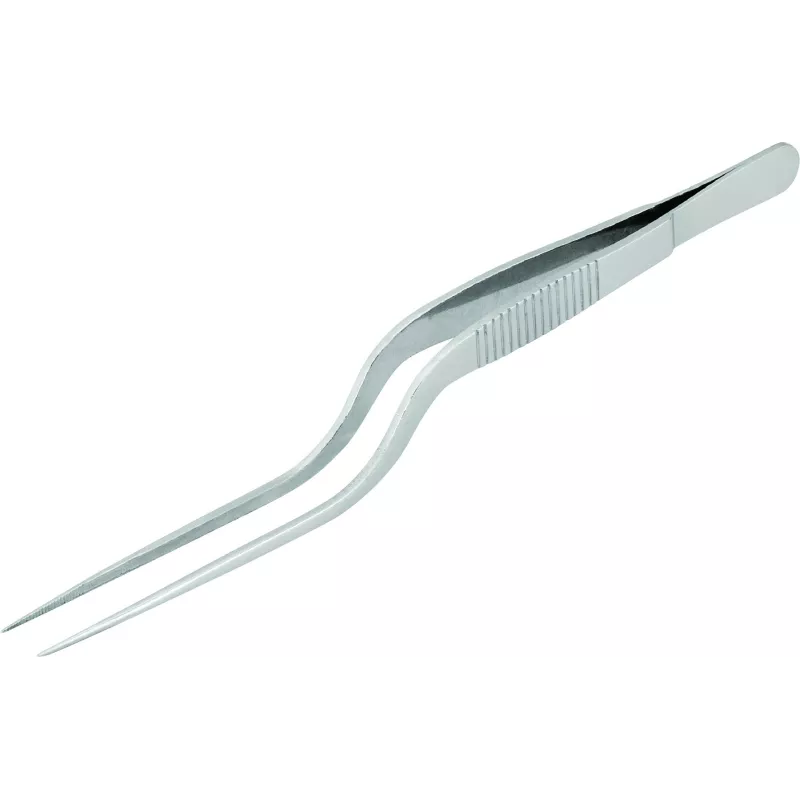 Pince à dresser courbée inox 16 cm précision cuisine