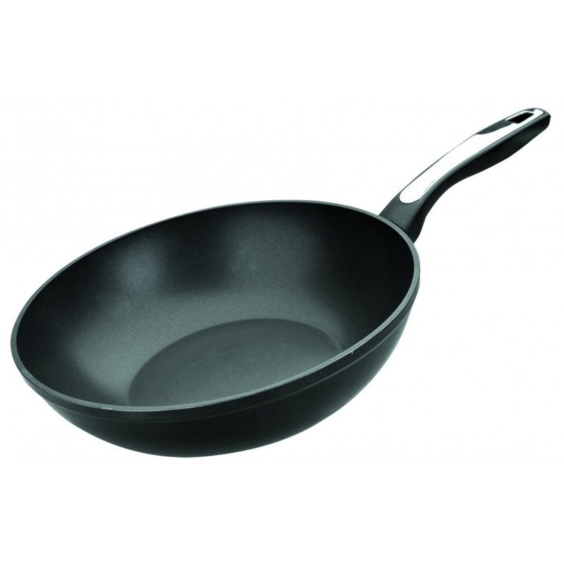 Poêle wok Induplus en fonte d'aluminium - Diamètre 28 cm  