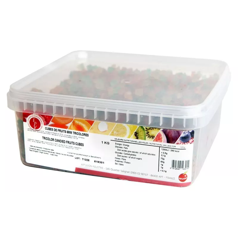 Cubes de fruits végétaux confits 1 Kg 