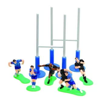 Ensemble de Joueurs de Rugby et Poteaux - 6 Joueurs + 2 Poteaux  