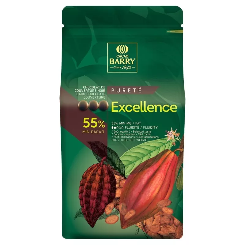 Chocolat de Couverture Noir Excellence 55% 