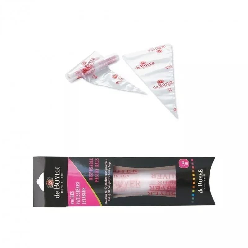 Rouleau de 20 poches pâtissières jetables 