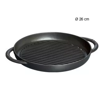 Gril en fonte avec manche en silicone Taille:Ø 26 cm Forme:Rond