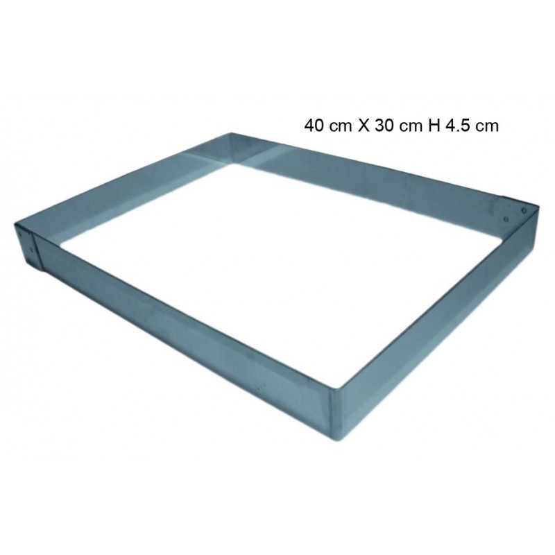 CARRE / RECTANGLE ENTREMET INOX Taille:40 cm X 30 cm Hauteur 4.5 cm