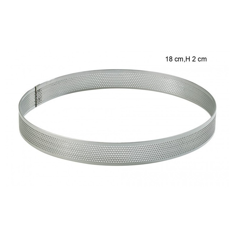  Cercle Perforé Inox Taille:Hauteur 2 cm Diamètre:18 cm