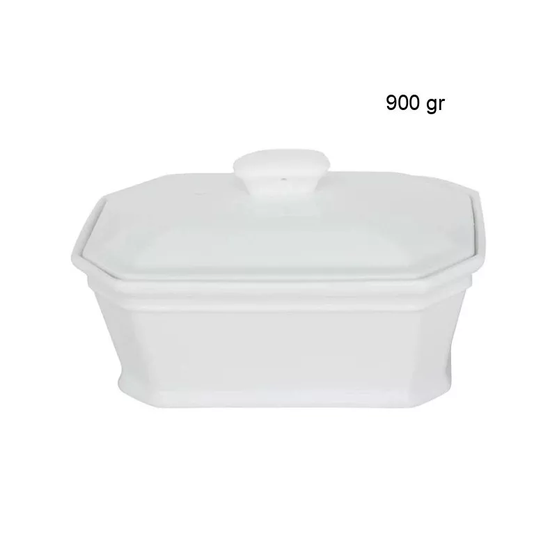 Terrines Rectangulaires en Porcelaine
 Contenance:900 gr