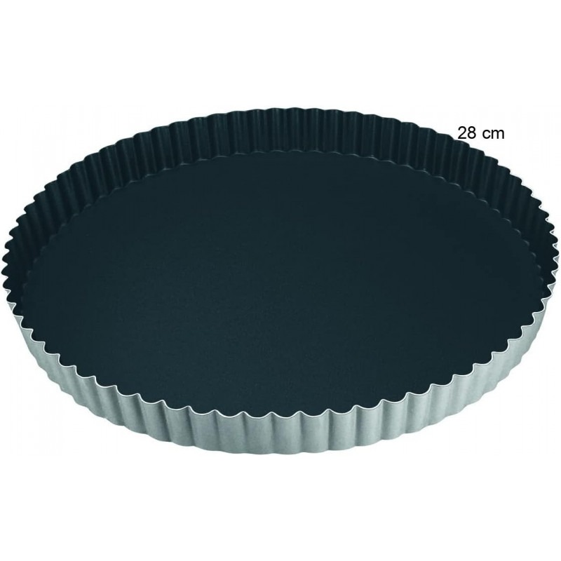 Tourtière ronde cannelée - antiadhérent Obsidian  Diamètre:28 cm Type de fonds:Fond fixe