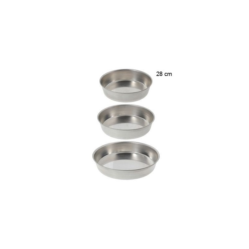 Moule à Manqué Rond Uni - Bordé - Fer Blanc Diamètre:28 cm