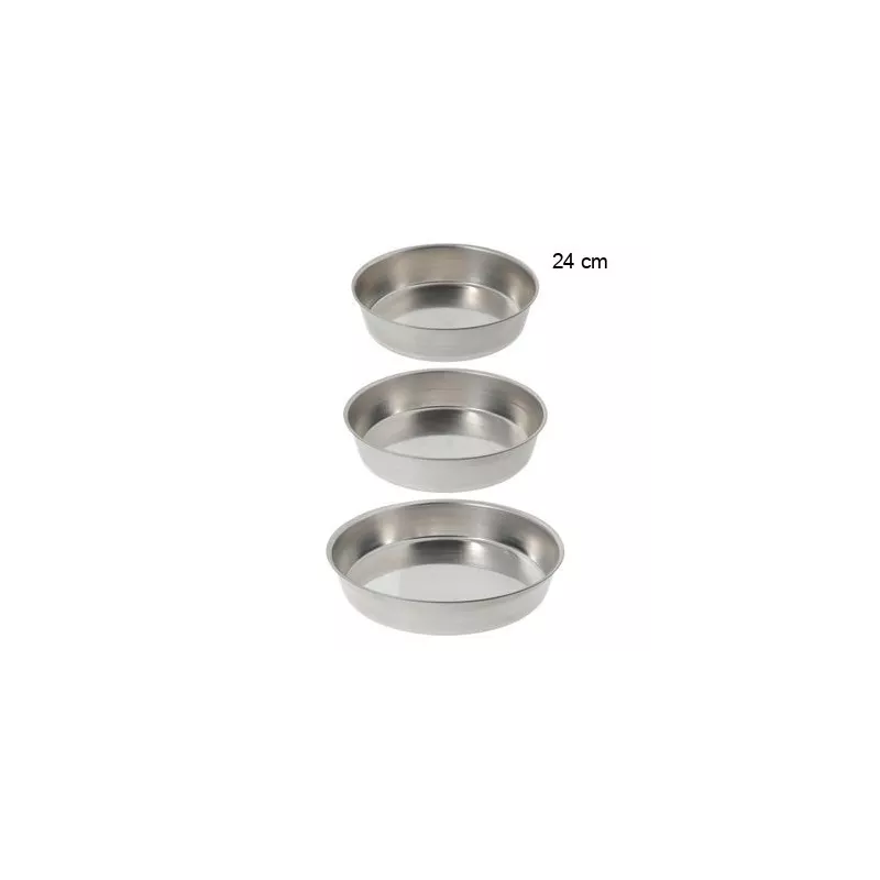Moule à Manqué Rond Uni - Bordé - Fer Blanc Diamètre:24 cm